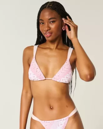 Top de bikini triangular con hombros descubiertos y fruncido Top de bikini triangular con hombros descubiertos y fruncido