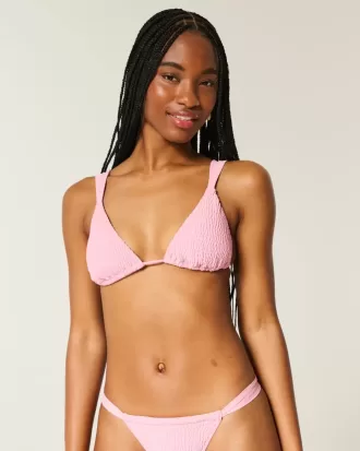 Top de bikini triangular con hombros descubiertos y fruncido
