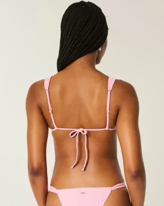 Top de bikini triangular con hombros descubiertos y fruncido