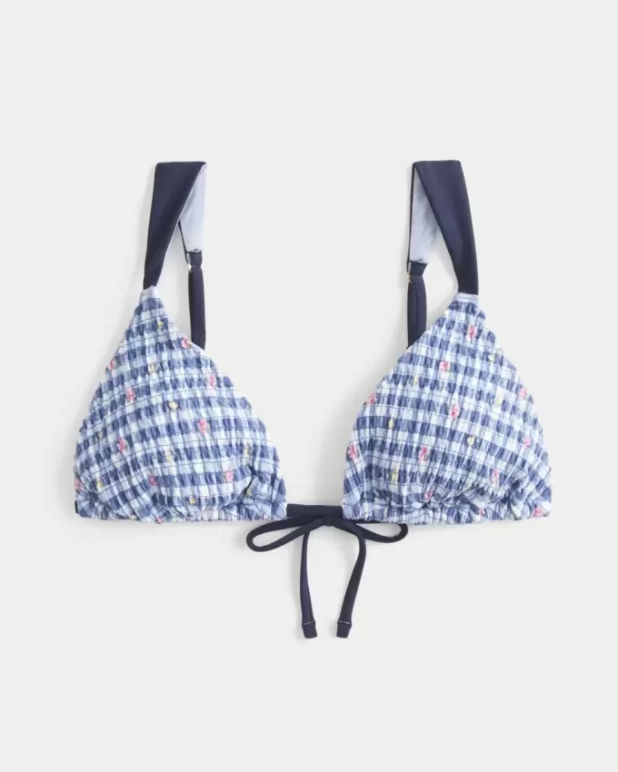 Top de bikini triangular con hombros descubiertos y fruncido Top de bikini triangular con hombros descubiertos y fruncido
