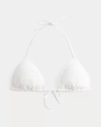 Top de bikini triangular con lentejuelas estilo crochet