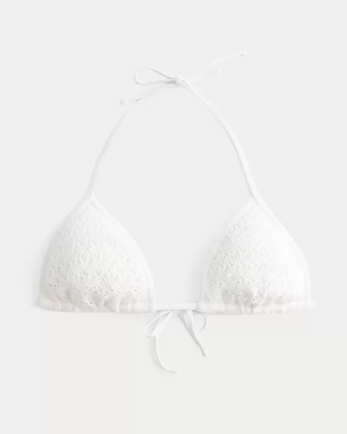 Top de bikini triangular con lentejuelas estilo crochet Top de bikini triangular con lentejuelas estilo crochet