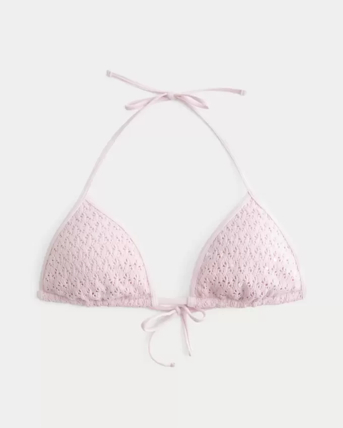 Top de bikini triangular con lentejuelas estilo crochet Top de bikini triangular con lentejuelas estilo crochet
