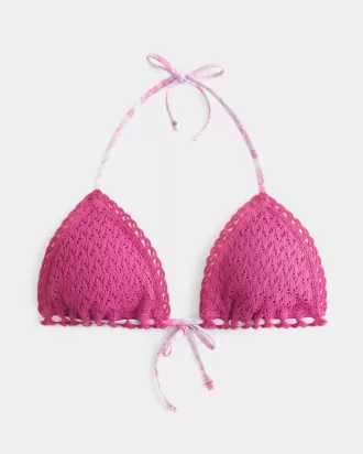 Top de bikini triangular estilo crochet
