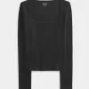 Top de manga larga con cuello cuadrado Top de manga larga con cuello cuadrado