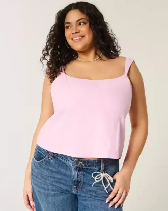 Top de mezcla de lino con espalda abierta
