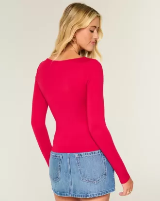 Top de tela sin costuras con escote redondo
