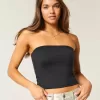 Top de tubo de tela suave y elástica sin costuras