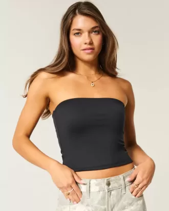 Top de tubo de tela suave y elástica sin costuras