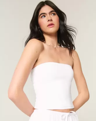 Top de tubo de tela suave y elástica sin costuras