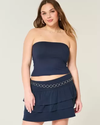 Top de tubo de tela suave y elástica sin costuras