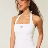 Top halter gráfico con cuentas Top halter gráfico con cuentas