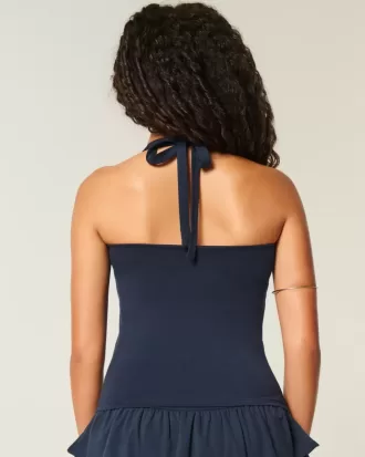 Top halter gráfico con cuentas