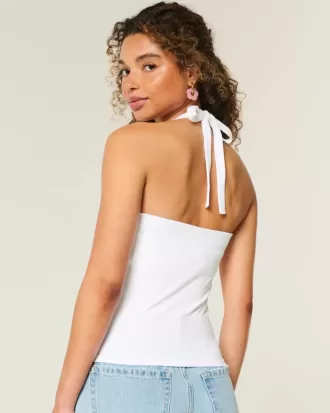 Top halter gráfico con cuentas