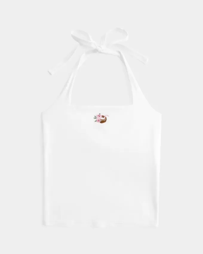 Top halter gráfico con cuentas Top halter gráfico con cuentas