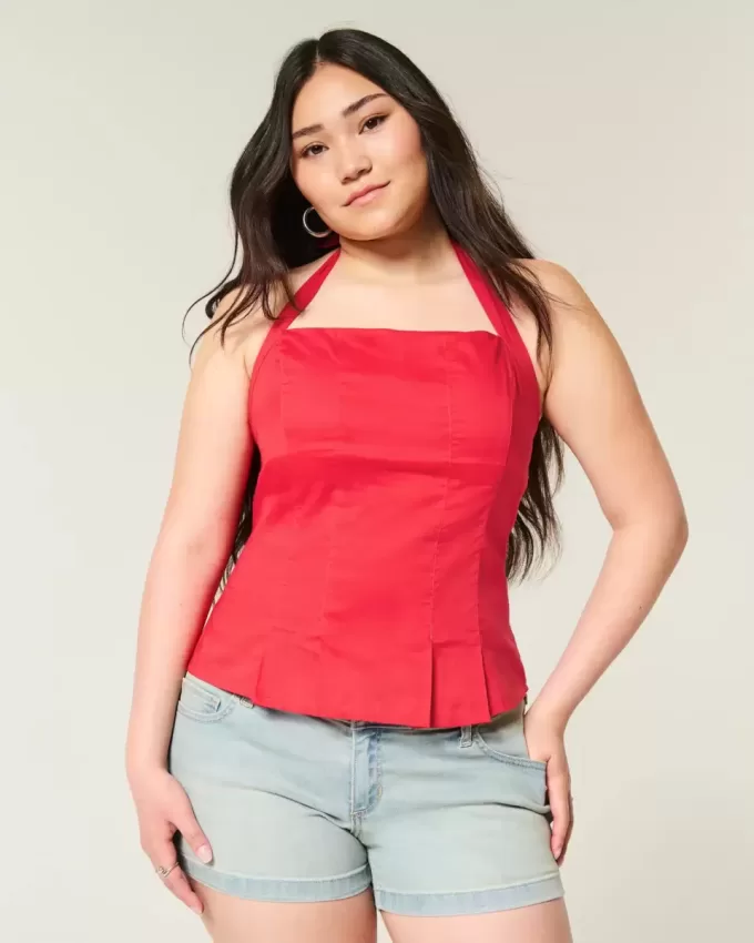 Top halter plisado con espalda abierta Top halter plisado con espalda abierta