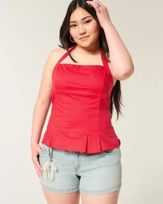 Top halter plisado con espalda abierta