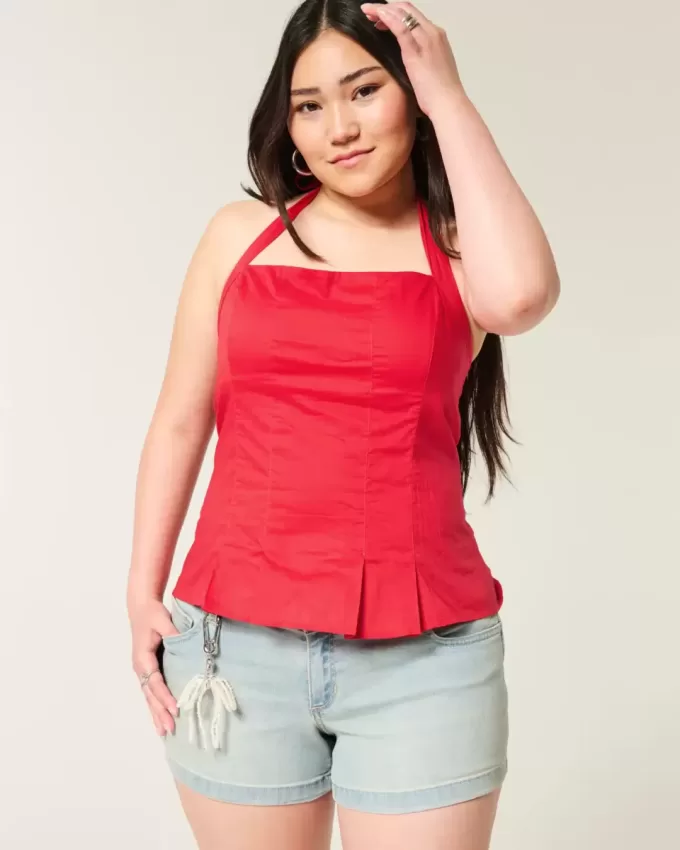 Top halter plisado con espalda abierta Top halter plisado con espalda abierta