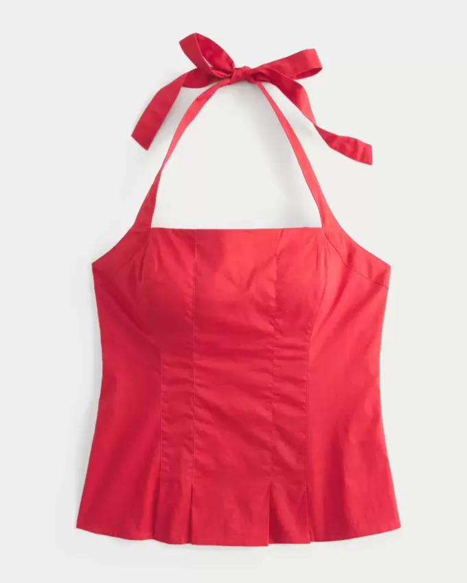 Top halter plisado con espalda abierta Top halter plisado con espalda abierta