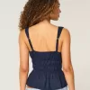 Top peplum con lazo delantero en mezcla de lino Top peplum con lazo delantero en mezcla de lino