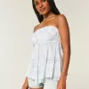 Top sin tirantes con dobladillo de pañuelo Top sin tirantes con dobladillo de pañuelo