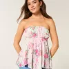Top sin tirantes con dobladillo de pañuelo Top sin tirantes con dobladillo de pañuelo