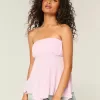 Top sin tirantes con dobladillo de pañuelo Top sin tirantes con dobladillo de pañuelo