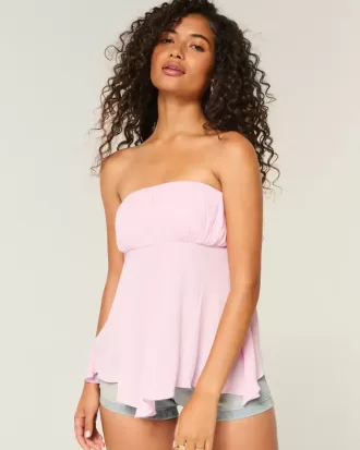 Top sin tirantes con dobladillo de pañuelo