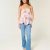 Top sin tirantes con dobladillo de pañuelo Top sin tirantes con dobladillo de pañuelo