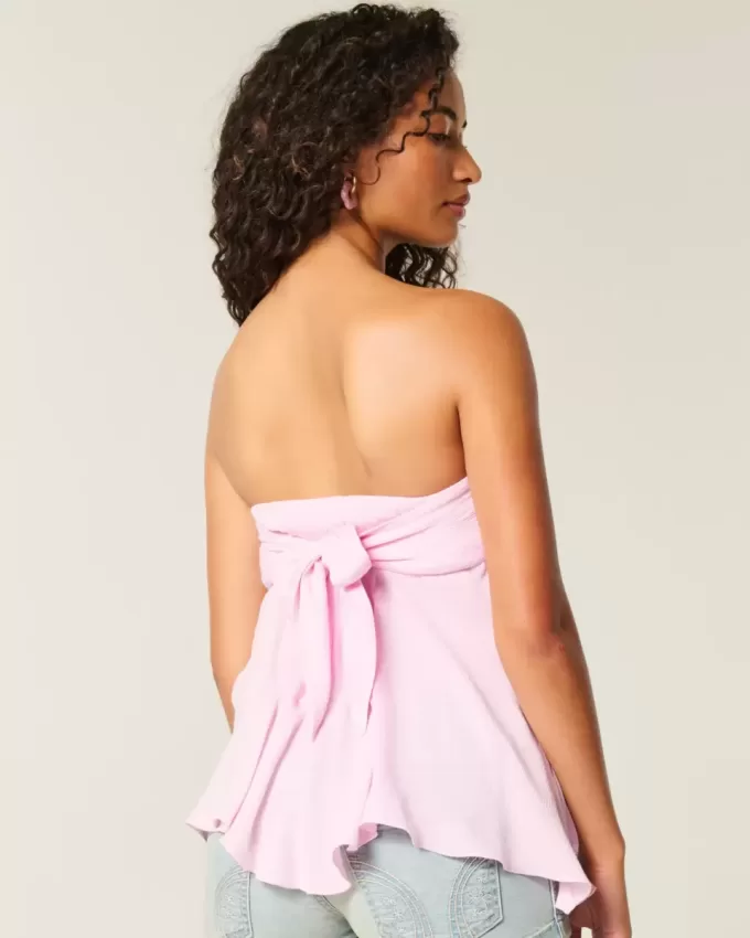 Top sin tirantes con dobladillo de pañuelo Top sin tirantes con dobladillo de pañuelo