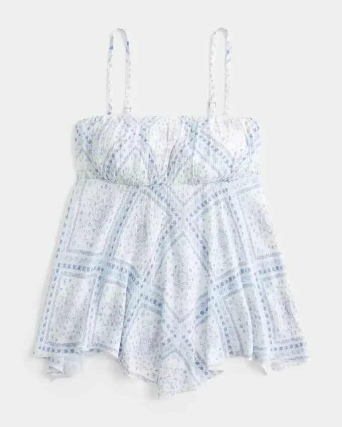 Top sin tirantes con dobladillo de pañuelo Top sin tirantes con dobladillo de pañuelo