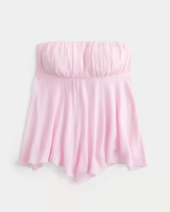 Top sin tirantes con dobladillo de pañuelo Top sin tirantes con dobladillo de pañuelo