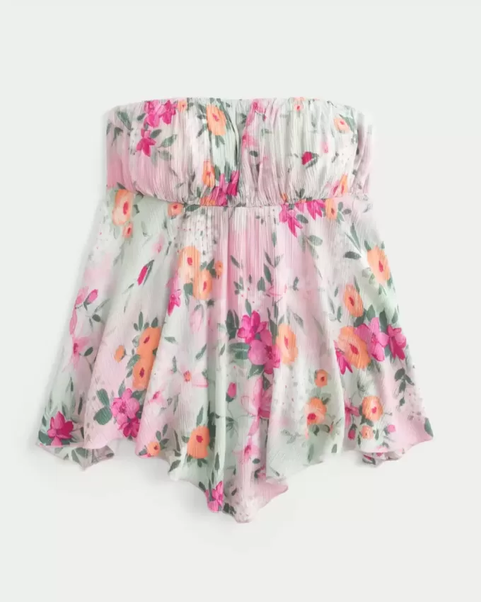 Top sin tirantes con dobladillo de pañuelo Top sin tirantes con dobladillo de pañuelo