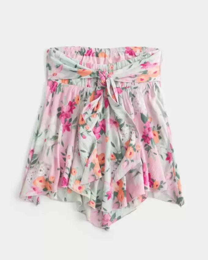 Top sin tirantes con dobladillo de pañuelo Top sin tirantes con dobladillo de pañuelo