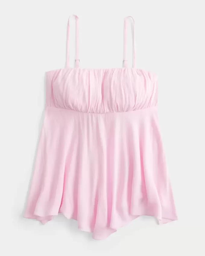 Top sin tirantes con dobladillo de pañuelo Top sin tirantes con dobladillo de pañuelo