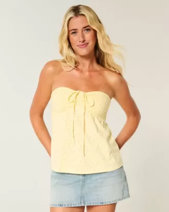 Top tipo babydoll ceñido sin tirantes