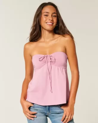 Top tipo babydoll ceñido sin tirantes