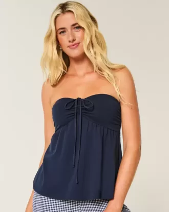 Top tipo babydoll ceñido sin tirantes