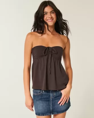 Top tipo babydoll ceñido sin tirantes