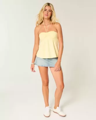 Top tipo babydoll ceñido sin tirantes