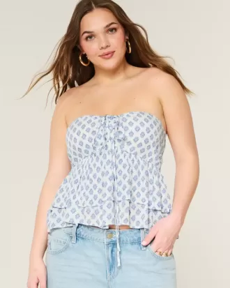 Top tipo babydoll con cuello halter escalonado
