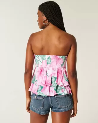 Top tipo babydoll con cuello halter escalonado