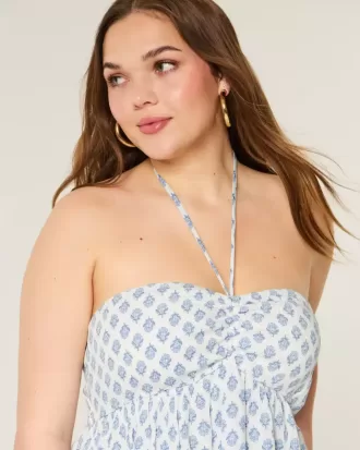 Top tipo babydoll con cuello halter escalonado