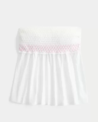 Top tipo babydoll fruncido sin tirantes fácil de llevar