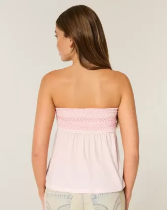 Top tipo babydoll fruncido sin tirantes fácil de llevar