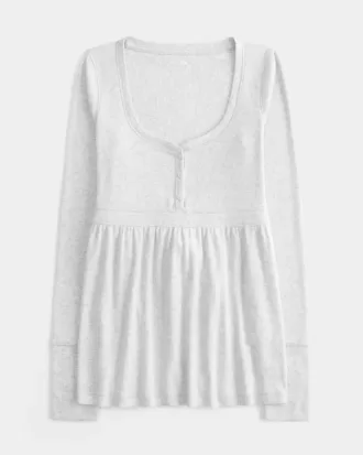 Top tipo babydoll Henley con lazo en la espalda