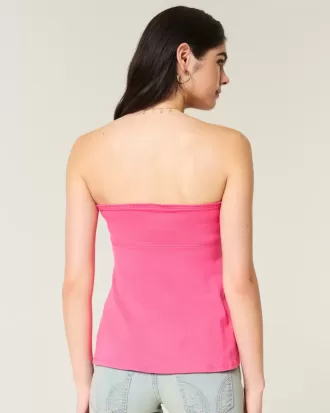 Top tipo babydoll sin tirantes y con lazo en el busto
