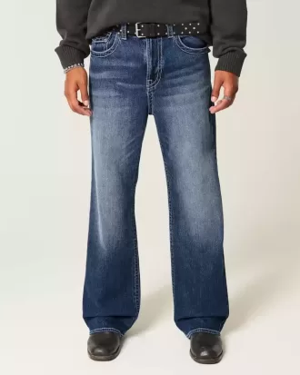 Vaqueros anchos de corte bota con lavado oscuro