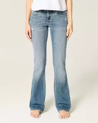 Vaqueros bootcut de tiro bajo con lavado medio desgastado