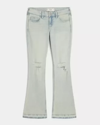 Vaqueros bootcut de tiro bajo, rotos y lavado claro